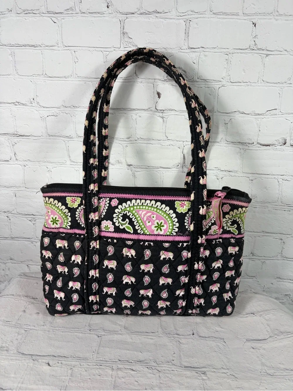 Vera Bradley Pink Elephant Paisley Small Tote Shoulder Bag